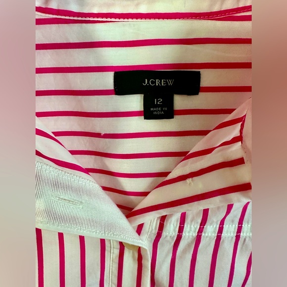 J Crew band-collar cotton poplin tunic in stripe.              Lightly worn. - Picture 2 of 7